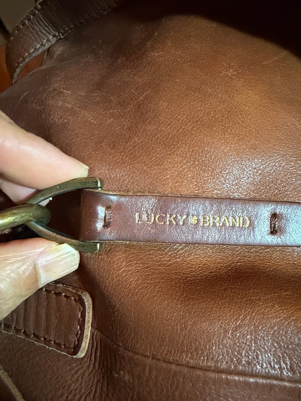 Lucky Brand Cognac Brown Leather hobo Shoulder Bag with tassels - Picture 5 of 10